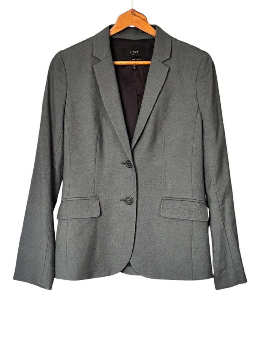 J.Crew 1035 Tailored Blazer in Super 120s Wool -  Gray - Size 4 - Picture 3 of 10